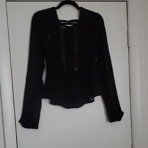 *NWT* Hot Topic Black Backless Distressed Open Cut Out Sweater Blouse